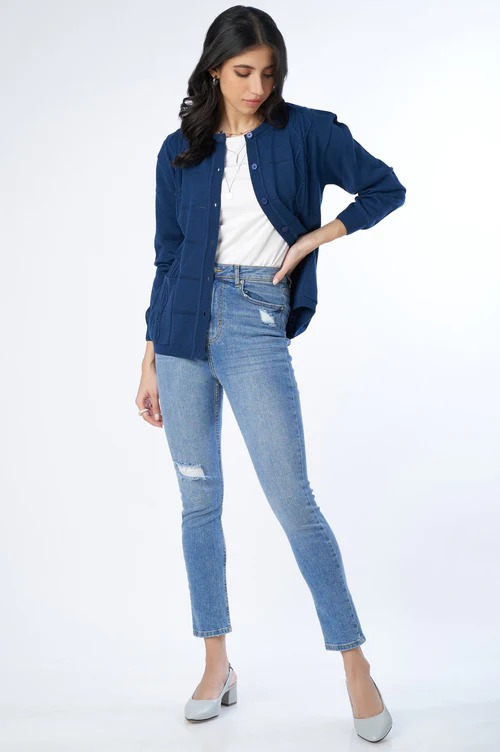 Classic Knitted Cardigan - Navy
